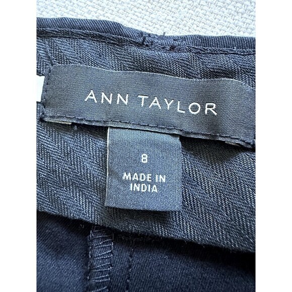 Ann Taylor Woman's Embroidered Trousers Size 8 Black Office Modern Work Minimal - Picture 2 of 16